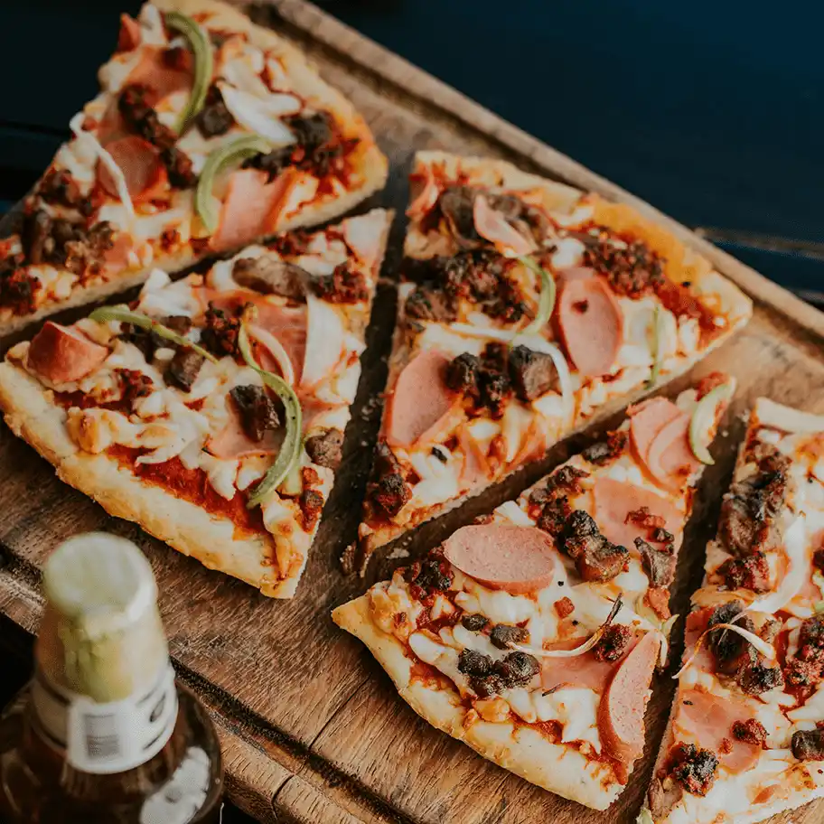 Vegan meat lovers pizza, packed with all the best meat alternatives, seasonings and veggies available.